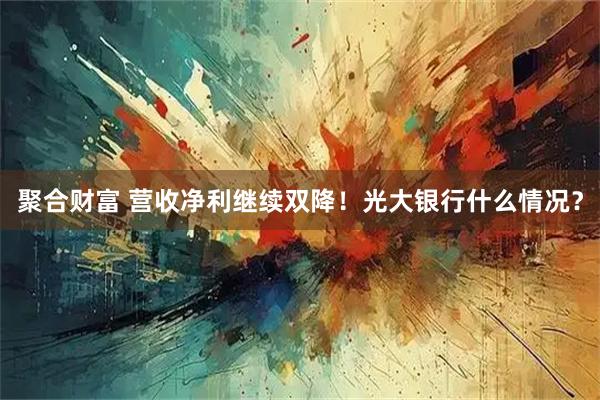 聚合财富 营收净利继续双降！光大银行什么情况？